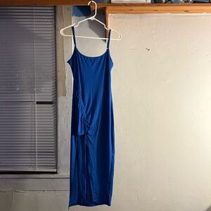 Blue Women's Dress with high slit size medium